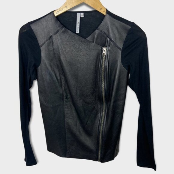 Revolve Michael Stars 100% Leather‎ Lea Moto Asymmetric Zip Jacket Size XS Boho - Picture 3 of 14